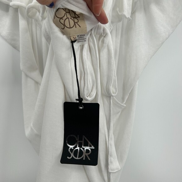 NWT CHASER White Flutter Sleeve Tie Back Comfy Shirt Top Size Medium - Picture 4 of 5